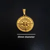 Pendant Necklaces Hip-Hop Rock Women Men Gold Compass Necklace Vintage Stainless Steel Round Coin Fashion Chain Jewelry217d