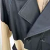 High Street Otoño Invierno Diseñador Abrigo Mujer Cinturón de cuero Patchwork Trench Wind Breaker Outer Wear 210521
