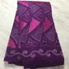 5Yards/Lot Elegant Purple African Cotton Fabric Embroidery Match Crystal Swiss Voile Dry Lace For Dressing PL11538
