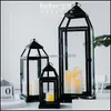 Décor Home GardenLuxury Black Candle Holder Garden Свадебные Украшения Ретро Фонарь Портативный Подсвечник Винтаж Железный Висячие Держатели DRO