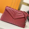 Ketting crossbody tas schoudertassen mode echte lederen handtassen vierkante vetkwaliteit messenger portemonnee thread hardware letter hasp gewoon vrouwen portemonnee drie maat