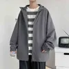 Spring Nieuwe Zip Up Men Hooded Jacket Mode Loose Coats Casual Baseball Bomber Jackets Heren Overjas Zwart Wit 4xl 5xl 210412