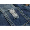 Coletes masculinos coletes jeans de jacaces sem mangas mas machos de design de jeans de jeans de jeans de orifício mais tamanho