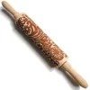 Damask Embossing Rolling Pin Frosty Pattern Wooden Baking Cookies Biscuit Tool Fondant Cake Engraved Roller Flower Wisteria 210401