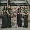 Dark Green Floor Length Garden Bridesmaid Dress Full Sequins Cap Sleeves Spring Summer Maid of Honor Gown Wedding Guest Tailor Made Plus Size Available