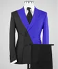 Trajes de hombre de doble botonadura negro rosa por encargo para boda Slim Fit Novio Use fiesta de negocios Vestido masculino Blazer Pantalones 2 piezas X0909