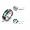 Tungsten Carbide with Abalone Shell and Hawaiian Koa Wood Tri-Inlay Men Ring 8mm Dome Shape Comfort Fit Wedding Band Jewelry