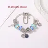 16-21 CM joyería de letras cielo estrellado azul colgante pulsera con dijes para cadena de serpiente de plata 925 cuentas de cristal aptas para brazalete de bricolaje como seno fri2301