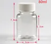 30 ml 50 ml 80 ml transparante vierkante huisdier fles, verpakking-fles, capsule-fles, plastic flessen met witte cap SN3270