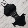 Maillot de bain une pièce sexy dos nu licou maillot de plage crochet bikini maillot de bain 2021 noir natation pour femmes femmes