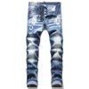 Mannen Slim Fit Big Size Jeans Heren Paint Gat Stijl Vernietigd Skinny Rechte Been Gewassen Luxe Casual Regelmatige Denim Broek Broek 1010