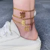 AZ Buchstabe Initiale Fußkettchen Armband für Frauen Goldfarbe Alphabet -Knöchelketten Boho Sommer Strand Barfuß Fuß Schmuck Geschenk2840537