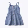 Joyhopy Barn Spädbarn Babyflickor Klänningar Casual Straps Denim Princess Pagant Party Casual Dress Girl Clothes Q0716