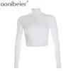 Qiuxuan White Hoodie Sweatshirt Female Women Short Sweatshirts Autumn Winter Long Sleeve Zipper Slim Fit Casual Ladies Tops 210604