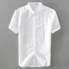 Casual Koszulki z krótkim rękawem dla mężczyzn Solid White Classic Tops Bawełniana Pościel Plus Rozmiar M-4XL Odzież męska Summeve 210601