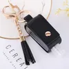 Part Favor Hand Sanitizer Holder With Bottle Leather Tassel Keychain Portable Desinfectant Case Tomma flaskor Keychains KKB72393110009