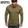 Ursporttech Brand Mode Mäns Långärmad T-shirt Vår Höst Casual Vintage Solid Color Slim Tops Blouse Homme Tshirt M-3XL 210528