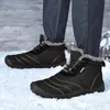 Erkekler Kış Moda Soğuk Geçirmez Su Geçirmez Rahat Çizmeler Peluş Erkek Pamuklu Bez Düşük Dantel-Up Takım Boot Dış Kar Ayakkabı