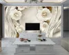 3D Blumen Tapete Luxus Gold Rose Wohnzimmer Schlafzimmer Hintergrund Wand Dekoration Malerei Wandbild Wasserdichte Antifouling Tapeten