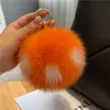 15 cm/6 "vrai renard fourrure boule pompon breloque porte-clés sac à main téléphone pendentif porte-clés cadeau