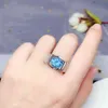 Kobiety Mężczyźni Dostępne Klasyczny Głęboki Blue Topaz Pierścionek z biżuterią Natural Gem 925 Srebro Silver Ing