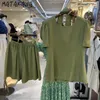 2 Roupas de 2 peças para mulheres moda verão sólido quadrado bolha bolha manga curta blusas + casual shorts korea feminina set 210513