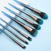 7städer Andra hushållsundersökningar Flam Diamant Sets med mentalt handtag Blå Mörk Mjuk Borste Face Make Up Eyebrow Eyeshadow Pulver Makeup Brushes Tool zwl308