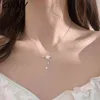 CIAXY 925 collares de circón con incrustaciones de plata esterlina para mujer, colgante romántico de flor de cerezo, gargantilla de cadena de clavícula, joyería de lujoUK3N {categoría}