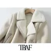 Traf Women Fashion Spesso caldo inverno inverno in pelliccia Fucice giacca a pianta corta a maniche lunghe Vintage Female Ostrewear Chic top 211014