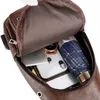 Duffel Çanta USB Şarj Erkekler Genç Göğüs Paketi Deri Sling Omuz Çantası Erkek Taşınabilir Telefon Crossbody Su Geçirmez Moda Seyahat