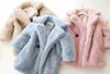 冬のコートの女の子の毛皮のコート赤ん坊のエレガントなターンダウンカラー厚さの暖かいジャケットの女の子長いオーバーコート子供子供のoutware 211023