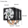 Ventilateurs triples à 3 broches Quatre caloducs en cuivre Lumière LED colorée Ventilateur de refroidissement CPU Refroidisseur Radiateur pour Intel AMD