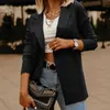 Efinny Lapel Blazer Coats Office Lady Arbete Långärmad Fake Pocket Black Casual Loose Jackets Women Businblazer X0721