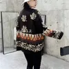 Kadın Kazak Hırka Hırka Oymak Derin V Yaka Örgü Tops Gevşek Katı Örme Hırka Uzun Kollu Seksi Zarif Mont 210427