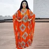 Ethnic Clothing Geometry Print Latest 2022 African Maxi Dresses For Women Round Collar Batwing Sleeve Holiday Party Dress Loose Ladies Gowns