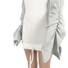冬のベルベットフルパフスリーブフード付きドレス女性oネックカジュアル弾性ウエストレースアップ暖かいセーターTシャツミニ巾着ドレス210709