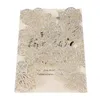 Cartões de felicitações 50pcs Silver Gold Glitter Leaf Folhas Flores ocasos Pocket Cut Pocket Convide 5x7 Hedding Invitation Cart.