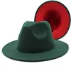 Newest 13 Colors High Quality INS Fake Wool Felt Fedora Hat 2 tone different color brim jazz caps for women men4219625