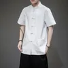 Etnik Giyim Yaz 2022 Pamuk Keten En İyi Geleneksel Çince Erkekler İçin Vintage Gömlekler Madarin Yakası Tang Takım Kıyafetleri 30276