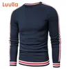 Luulla Uomo Primavera Casual lavorato a maglia 100% cotone Maglioni a righe Pullover Moda autunno Classico O-Collo 210918