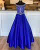 Royal Blue Girl Pageant Dresses 2022 Crystals Baby Girls Dress A-Line Off-Shoulder Little Kids Birthday First Communion Formal Event Wear Gowns Infant Toddler Teens