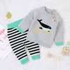 Spring Autumn Infant Baby Boys Girls Clothing Sets Kids Suit Boy Girl Cute Cetacean Knit Fashion Clothes 210521