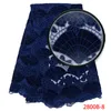 리본 고품질 아프리카 벨벳 레이스 패브릭 최신 스타일 로얄 블루 얇은 명주 나이지리아 레이스 직물 KS2800B-8