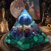 Sfera di lapislazzuli fatta a mano, piramide di orgone, ametista, malachite, cristallo curativo 60 mm 210607