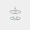 Biżuteria Moda 2021 Glamour Ułożone Kryształ Dwa w Jeden Kropla Wody Korona Geometryczne pierścień Geometryczny Kobiety