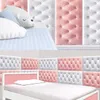 3d DIY Faux Leather Pe Foam Naklejka ścienna Wodoodporna samoprzylepna tapeta do salon Room Sypialnia Kids Room Nursery Home Decor 35 * 70 cm