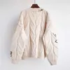 fall women clothing cute cardigan oversized cropped sweater white three color 210914