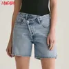 Tangada Frauen Blau Hohe Taille Denim Shorts Französisch Stil Weibliche Sommer Shorts TO5 210609