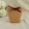 Gift Wrap 25/50pcs Blank Kraft Paper Bag White Black Candy Wedding Favors Box With Ribbon Package Birthday Party Decoration BagsGift