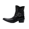 Rock Punk Rivets Western Boots Man Läder Stövlar Män Militär Spikes Mäns Botas Hombre Motorcykel, Stora Storlekar